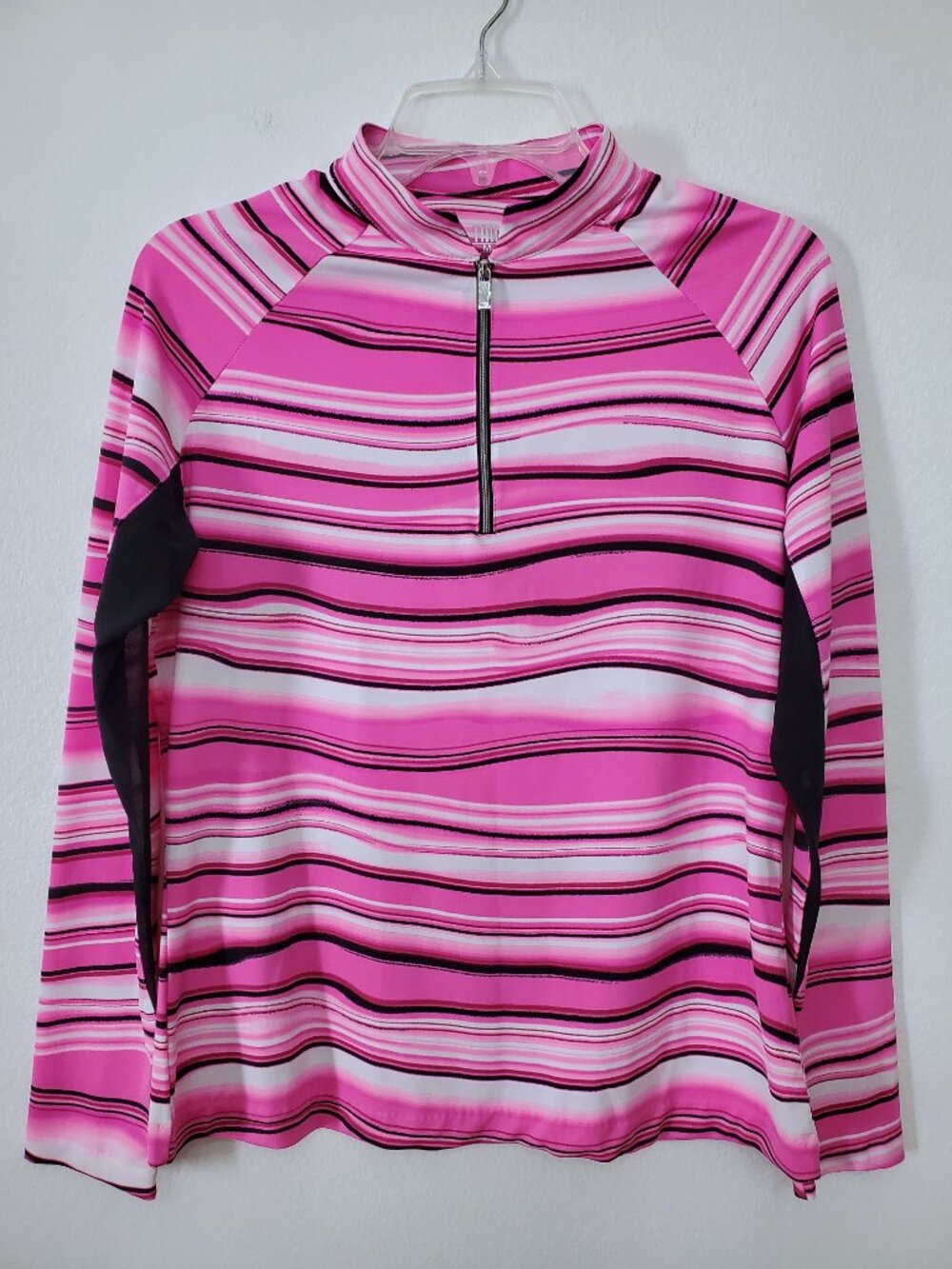 Tail Activewear Striped Long Sleeve 1/4 Zip Tennis Pickleball Golf Sporty Top M